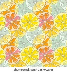 Seamless pattern from citrus. Muted colors. Vector eps 10.
