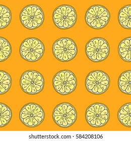 seamless pattern. citrus. orange background.