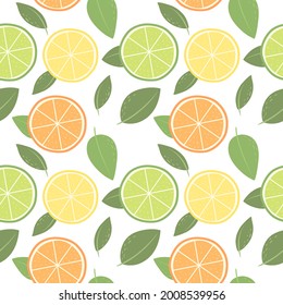 Seamless pattern from citrus, orange, lemon, lime. Vector pattern in the Scandinavian style. Background, print for fabric.