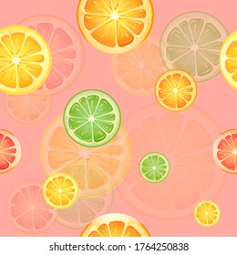 Seamless pattern of citrus slices