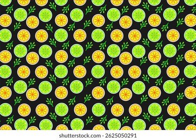 Seamless pattern citrus slices. Citrus slices shape set. Half citrus slice pattern. Citrus slice pattern background. Seamless pattern of lemon fruit slices.