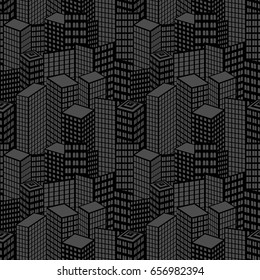 Seamless pattern with city buildings. Abstract modern urban vector background.