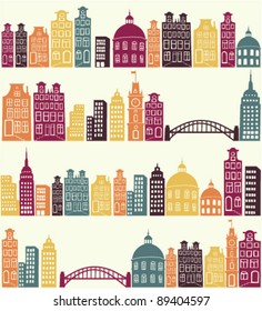seamless pattern with city silhouette