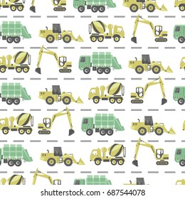 Seamless pattern with city transport . Children background design