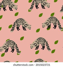seamless pattern civet cat vector illustration.