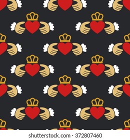 seamless pattern. Claddagh ring. vector illustration