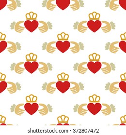 seamless pattern. Claddagh ring. vector illustration