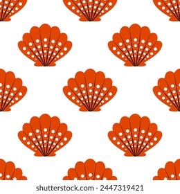 seamless pattern with clams, marine life, sea shells, for textile, craft paper, backgrounds