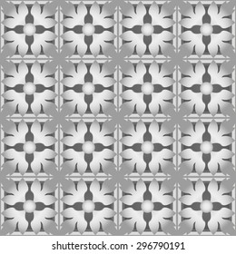Seamless pattern in classic baroque elements with floral decoration decor bulky dark gray and light gray color silver