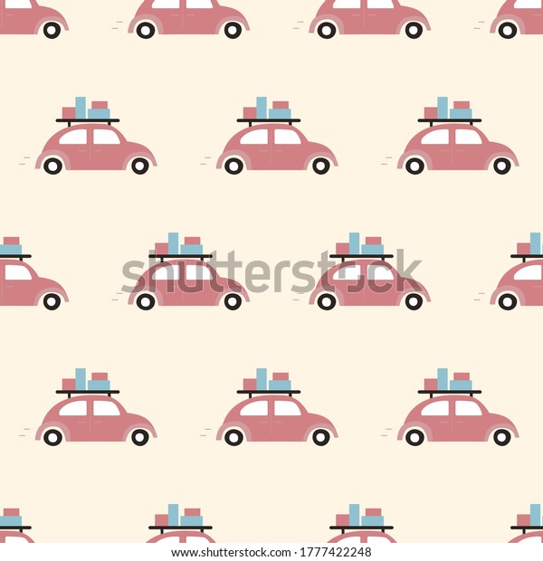 seamless pattern, classic car art surface design\
for fabric scarf and\
decor\
