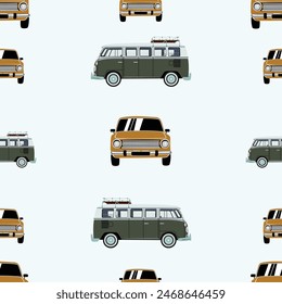 Seamless pattern with classic car theme.