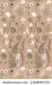 seamless pattern with classic flowers. Perfect for wallpaper, fabric design, wrapping paper, surface textures, digital paper.