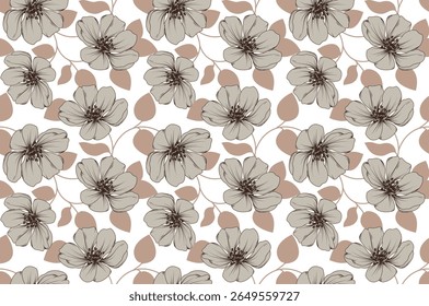 seamless pattern with classic flowers. Perfect for wallpaper, fabric design, wrapping paper, surface textures, digital paper.