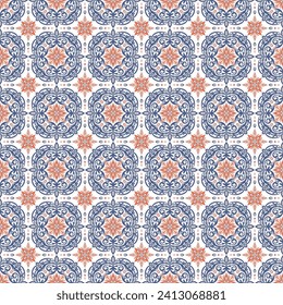 Seamless pattern with classic ornament. Bright background with ornaments for fabric, ceramic tiles, wallpapers, design. Textile print for arabic scarf.