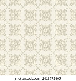 Seamless pattern with classic ornament. White and gold background with victorian ornaments for fabric, ceramic tiles, wallpapers, design. Textile print