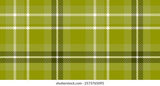 Seamless pattern with classic plaid design in shades of green and white, traditional tartan appearance. The repetition and symmetry make it suitable for textiles and backgrounds