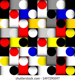Seamless pattern. Classic polka dot pattern in geometric collage style. Vector image.