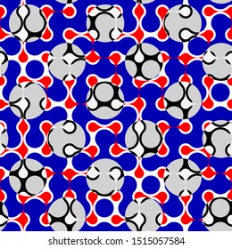Seamless pattern. Classic polka dot pattern in geometric collage style and droplet elements. Vector image.