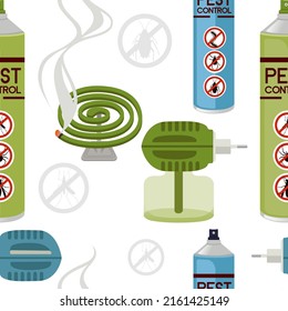 Seamless pattern classic retro mosquito repellent smokin anti insect coil vector illustration on white background