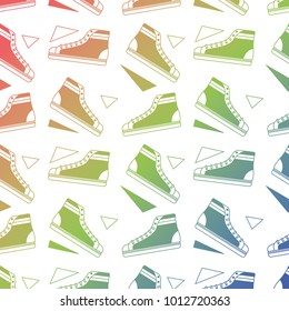 seamless pattern classic sneakers retro fashion