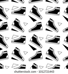 seamless pattern classic sneakers retro fashion