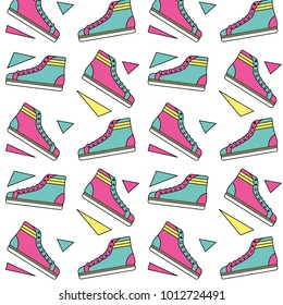 seamless pattern classic sneakers retro fashion