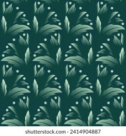 Seamless pattern in classic style with green leaves. Delicate green colours gradient on green background. Vintage leaves design. For printing wallpaper, giftpapers, textile.