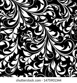 seamless pattern in classic style, isolate on a white background, baroque ornament