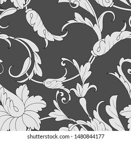 seamless pattern in classic style, isolate on a white background, baroque ornament