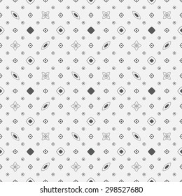 Seamless pattern. Classical abstract background. Simple texture with regularly repeating geometrical elements, shapes, dots, rhombuses, circles, stars, oval. Vector element of graphic design