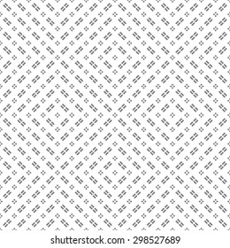 Seamless pattern. Classical dashed tile. Texture with regularly repeating geometrical elements, shapes, dashed lines, small squares, rhombuses. Backdrop. Web. Vector element of graphic design