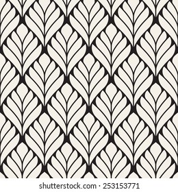 Seamless pattern. Classical floral ornament. Elegant stylized background. Vector repeating texture. Monochrome graphic design