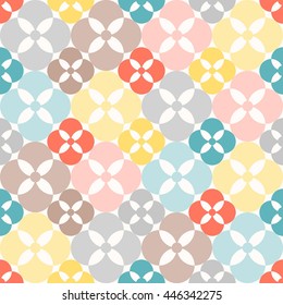 Seamless pattern. Classical geometrical texture, symmetrical colourful flower