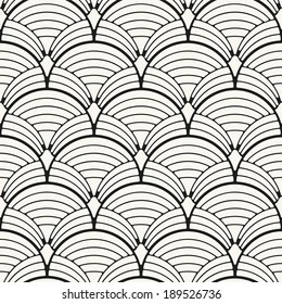 Seamless pattern. Classical ornament. Geometric stylish background. Vector repeating texture. Stylized shells