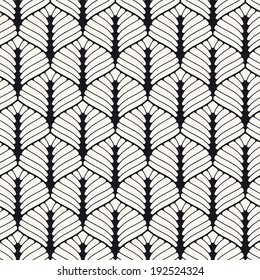 Seamless pattern. Classical ornament. Geometric stylish background. Vector repeating texture. Stylized leaves