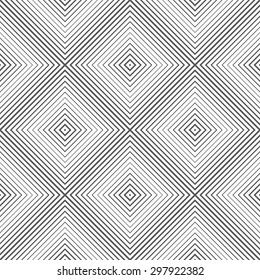 Seamless pattern. Classical rombic tile. Regularly repeating geometrical elements, shapes, linear diamonds, rhombuses. Monochrome. Backdrop. Web. Vector element of graphic design