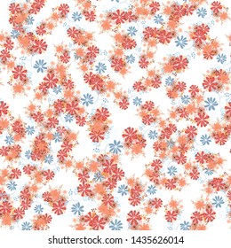 Seamless pattern clear shaped flowers mixed bouguet. Simple flowers in bouguets