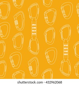 Seamless pattern with climbing carabiners