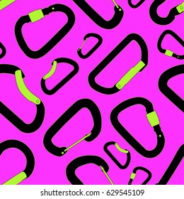 Seamless pattern with climbing carabiners