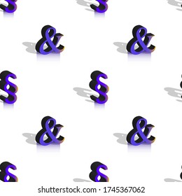 Seamless pattern with clipping mask. 3d purple paragraph signs and ampersand on white background EPS10
