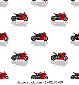 Patrón sin inconvenientes con máscara de recorte. Motocicleta roja deportiva con EPS10 escalonado de reflexión