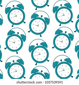 seamless pattern clock alarm wake up vector illustration