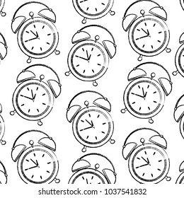 seamless pattern clock alarm wake up vector illustration sketch design