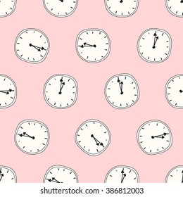 Seamless Pattern Clock Art Background Design Stock Vector (Royalty Free