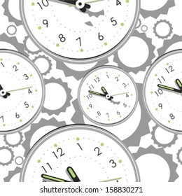Seamless pattern with clocks 