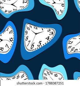 seamless pattern of clocks on black background 