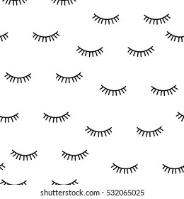 Seamless pattern with  closed eyes. Vector background.