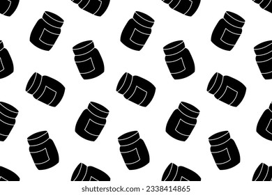 Seamless pattern with closed jar with a label silhouette vector