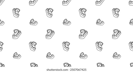Patrón sin fisuras con cesta de picnic cerrada dibujado a mano doodle Vector de contorno