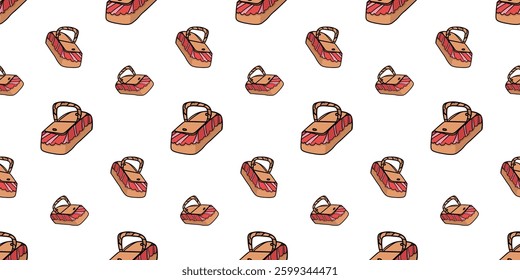 Seamless pattern with closed picnic basket doodle vector